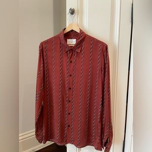 Sandro Maroon Coloured Chain Link Motif Button Down Shirt